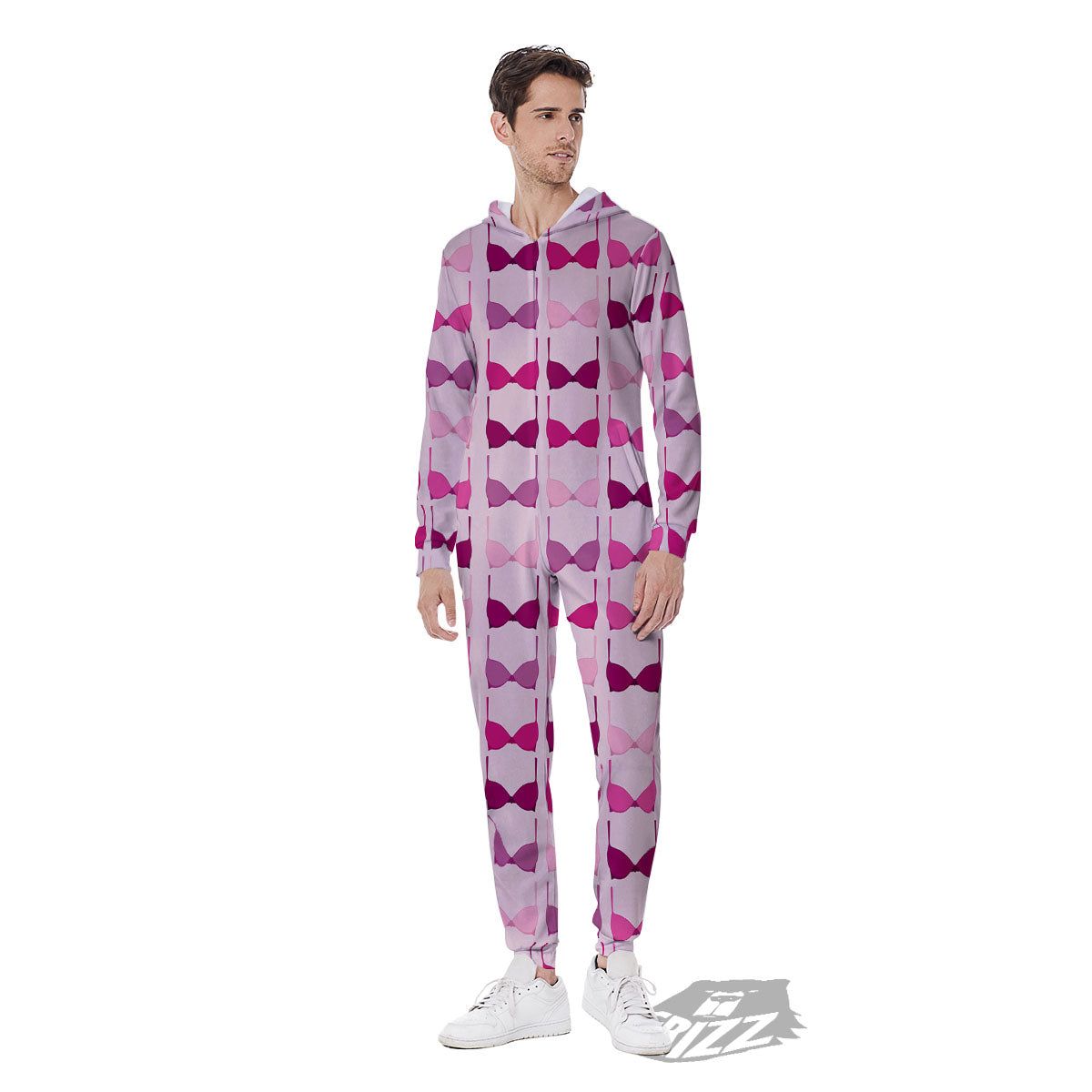 Breast Cancer Pink Bra Print Pattern Men's Jumpsuit-grizzshop