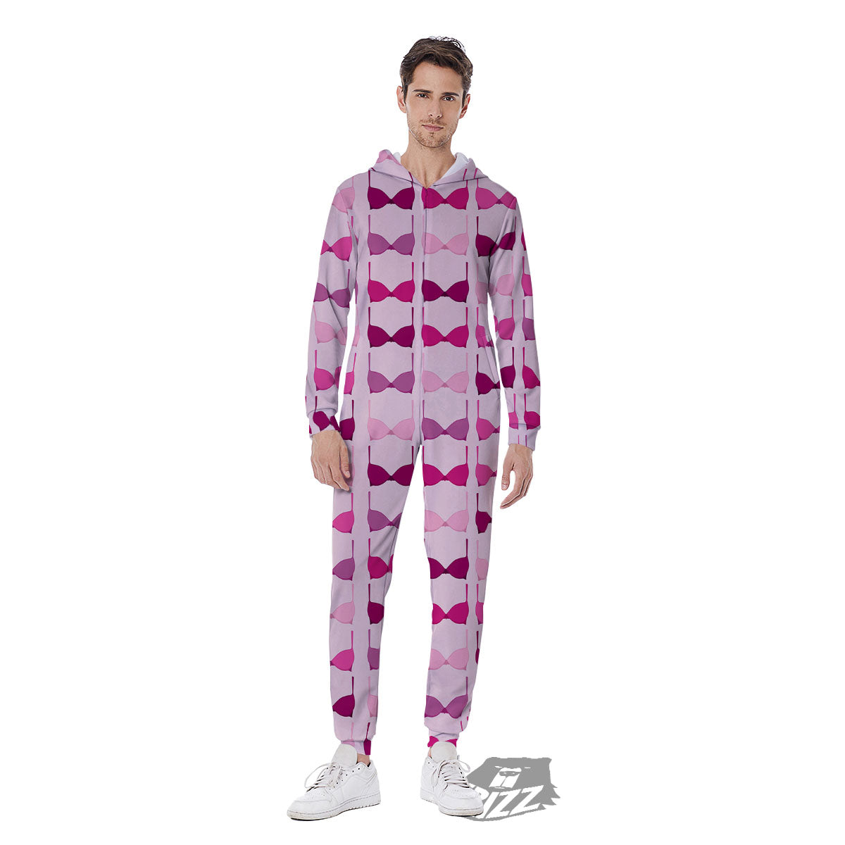 Breast Cancer Pink Bra Print Pattern Men's Jumpsuit-grizzshop