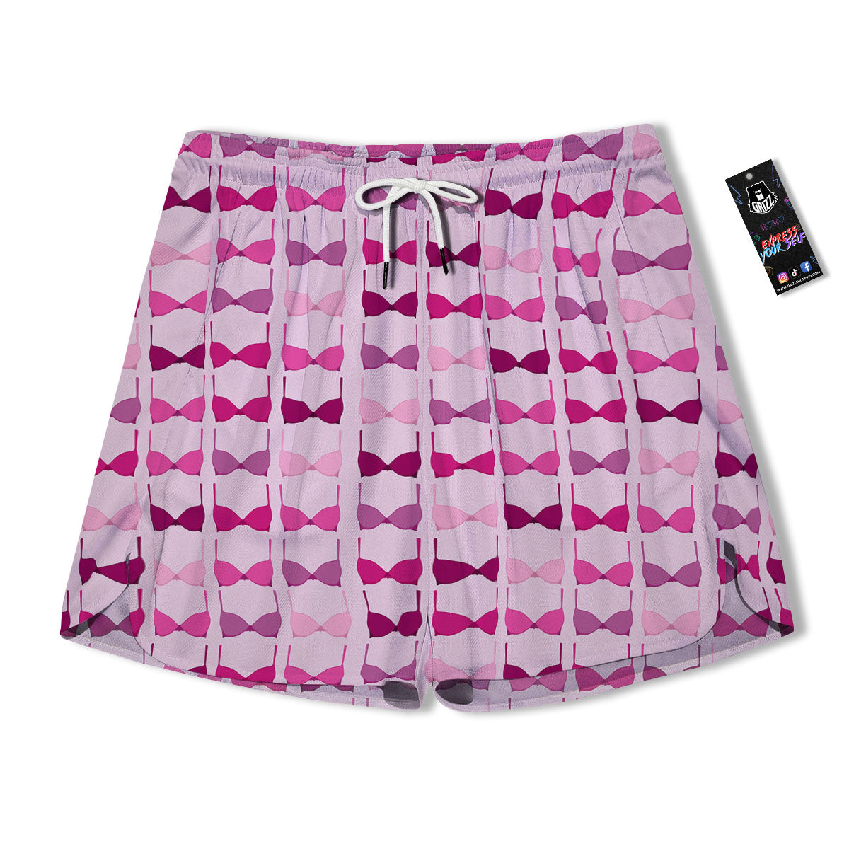 Breast Cancer Pink Bra Print Pattern Men's Running Shorts-grizzshop