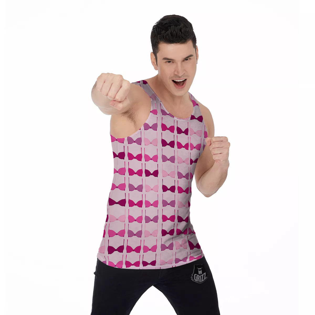 Breast Cancer Pink Bra Print Pattern Men's Tank Top-grizzshop