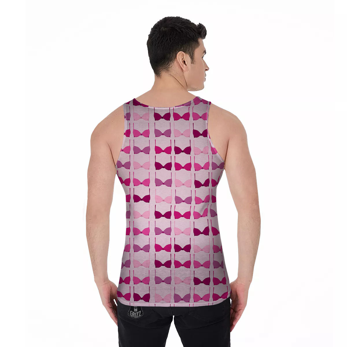 Breast Cancer Pink Bra Print Pattern Men's Tank Top-grizzshop