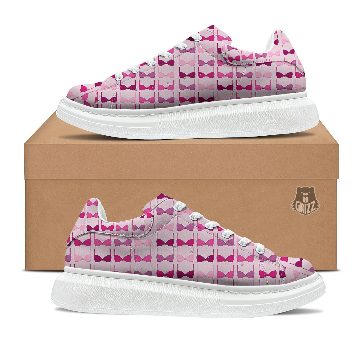 Breast Cancer Pink Bra Print Pattern Platform Shoes-grizzshop