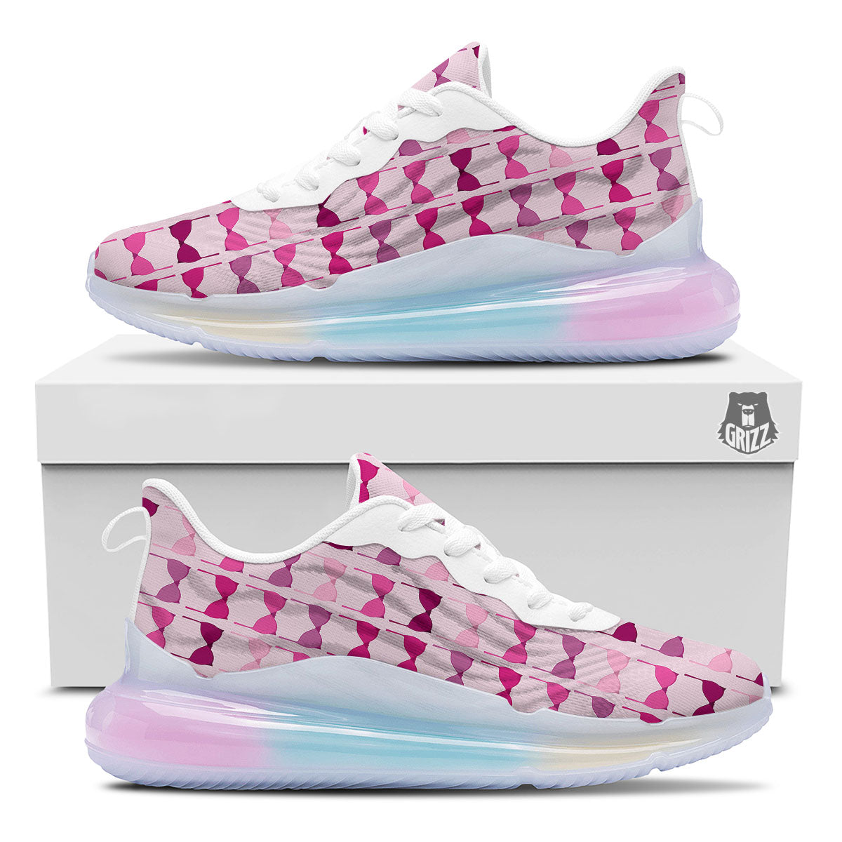 Breast Cancer Pink Bra Print Pattern Running Sneakers-grizzshop