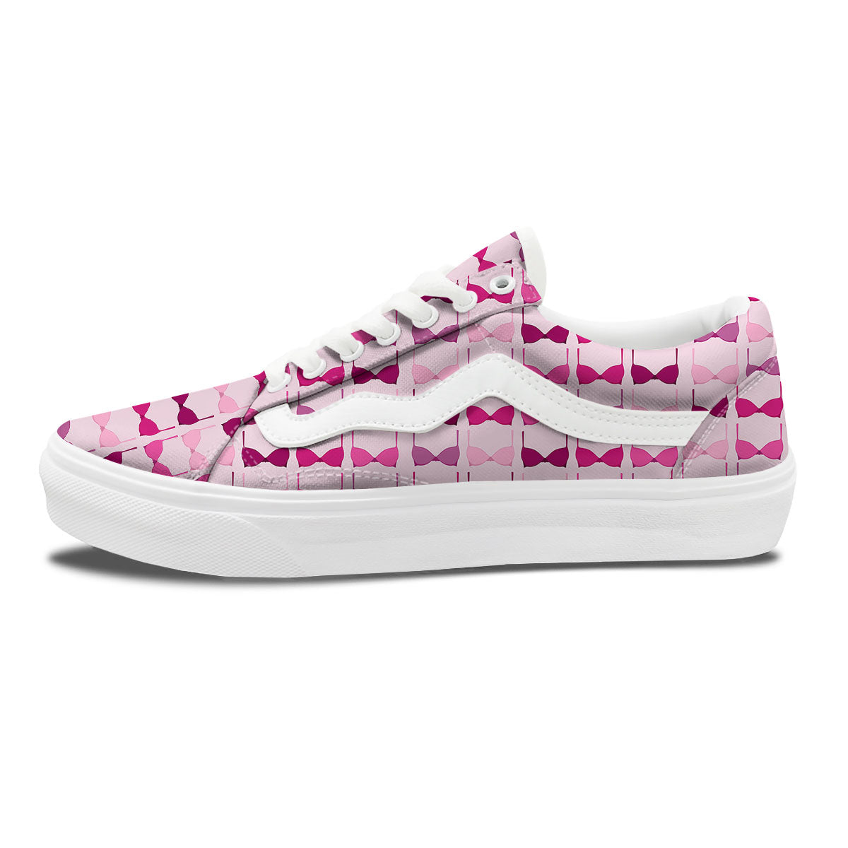 Breast Cancer Pink Bra Print Pattern Skate Shoes-grizzshop