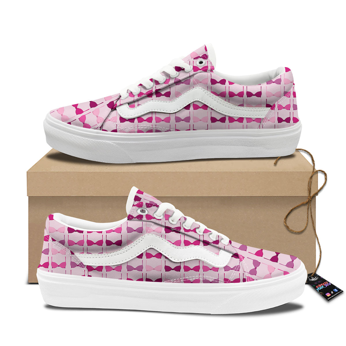 Breast Cancer Pink Bra Print Pattern Skate Shoes-grizzshop