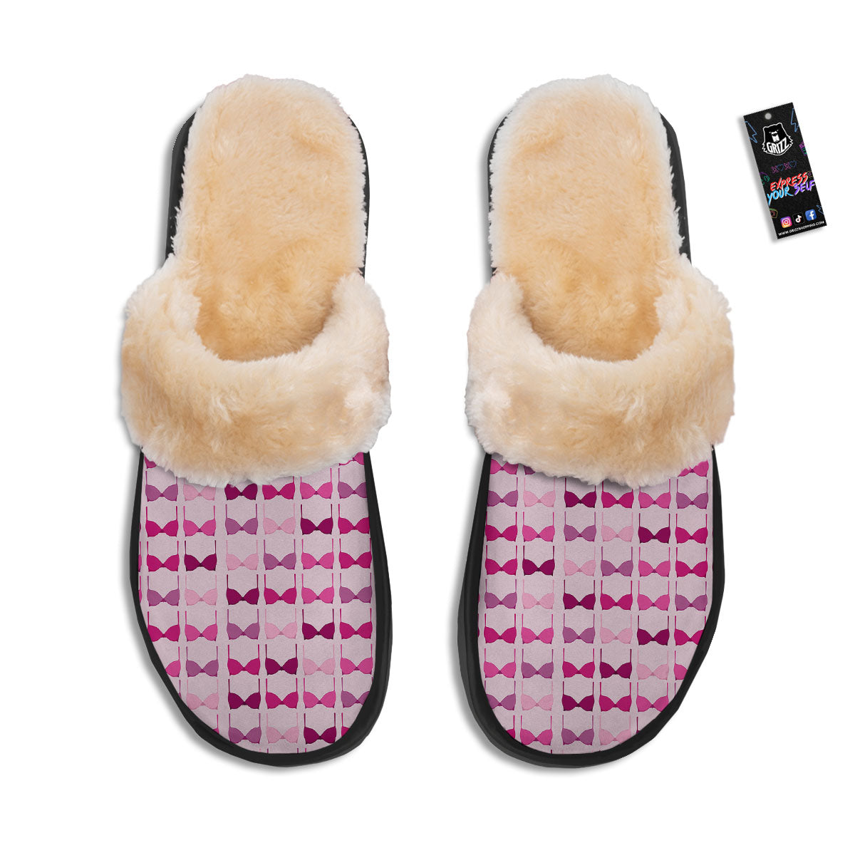 Breast Cancer Pink Bra Print Pattern Slippers-grizzshop