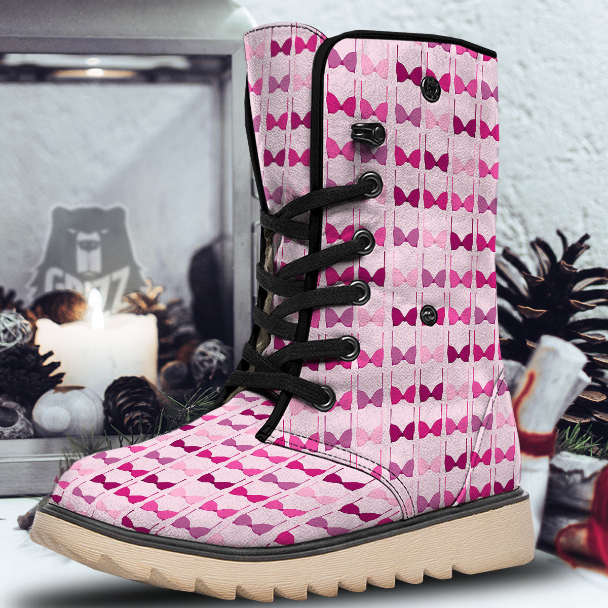 Breast Cancer Pink Bra Print Pattern Snow Boots-grizzshop