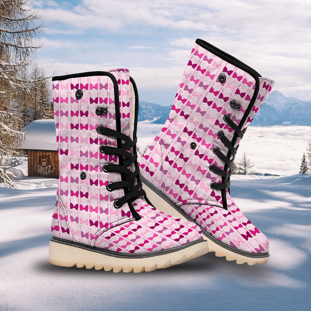 Breast Cancer Pink Bra Print Pattern Snow Boots-grizzshop