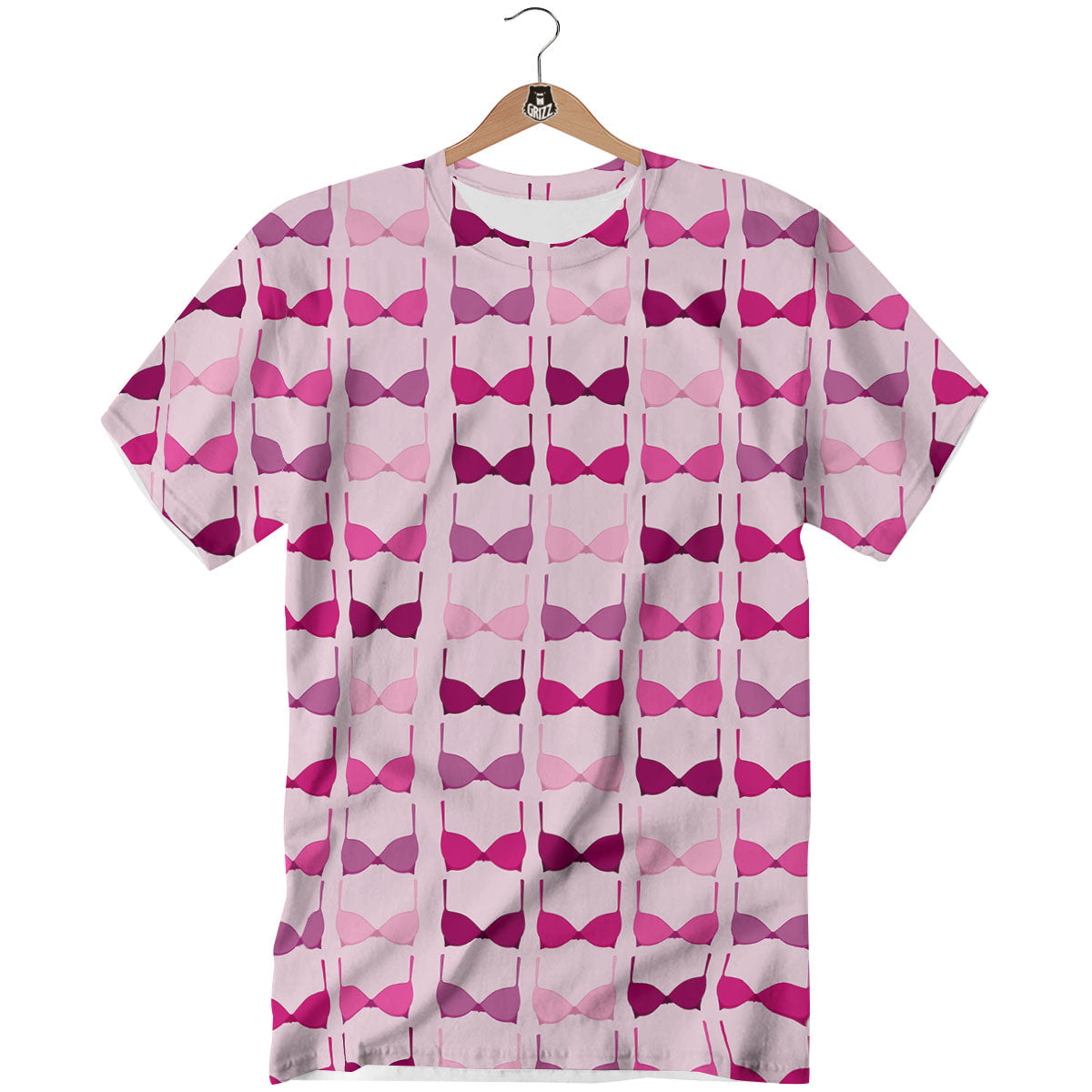 Breast Cancer Pink Bra Print Pattern T-Shirt-grizzshop