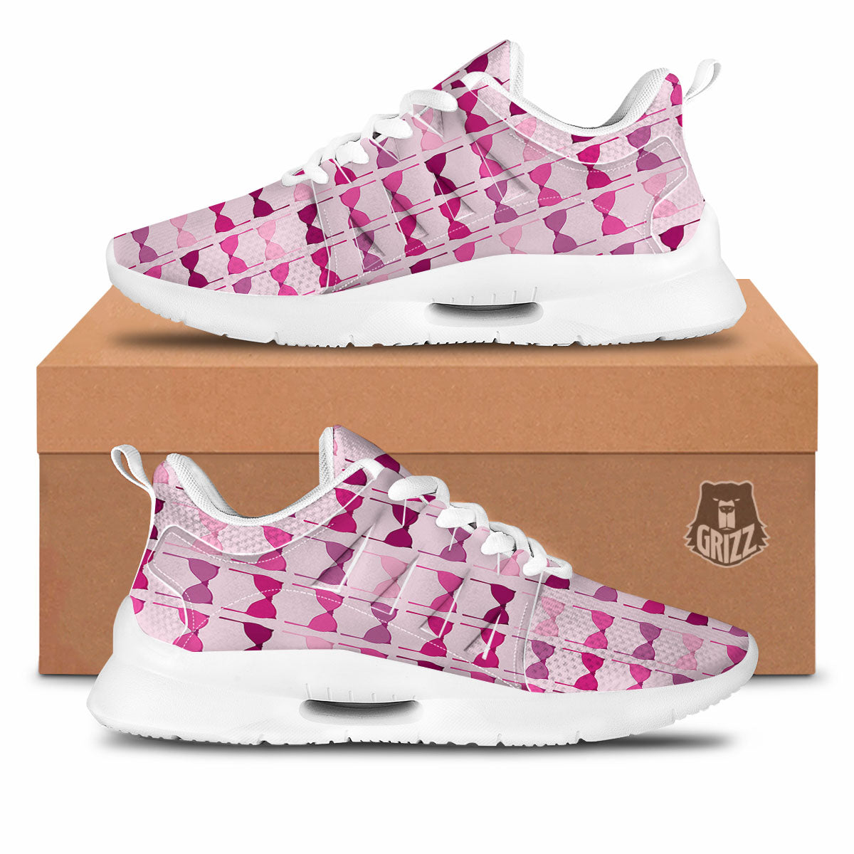 Breast Cancer Pink Bra Print Pattern Tennis Shoes-grizzshop