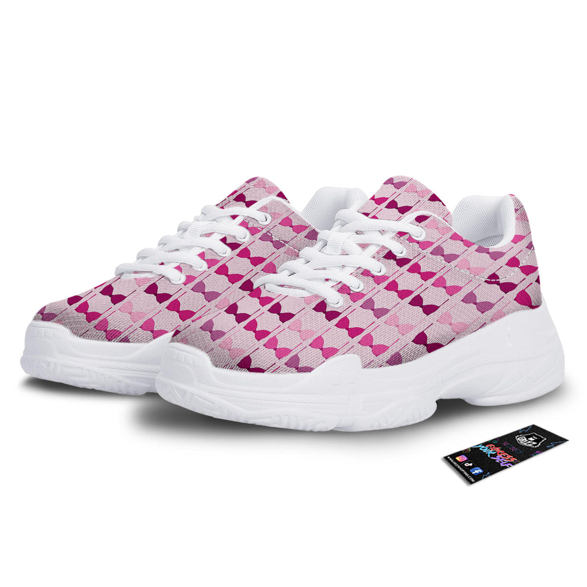 Breast Cancer Pink Bra Print Pattern White Chunky Shoes-grizzshop