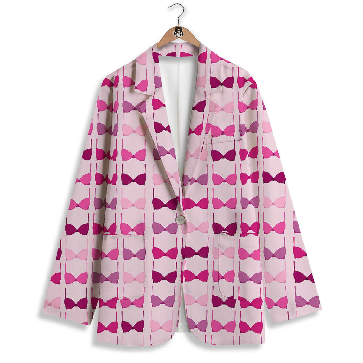 Breast Cancer Pink Bra Print Pattern Women's Blazer-grizzshop