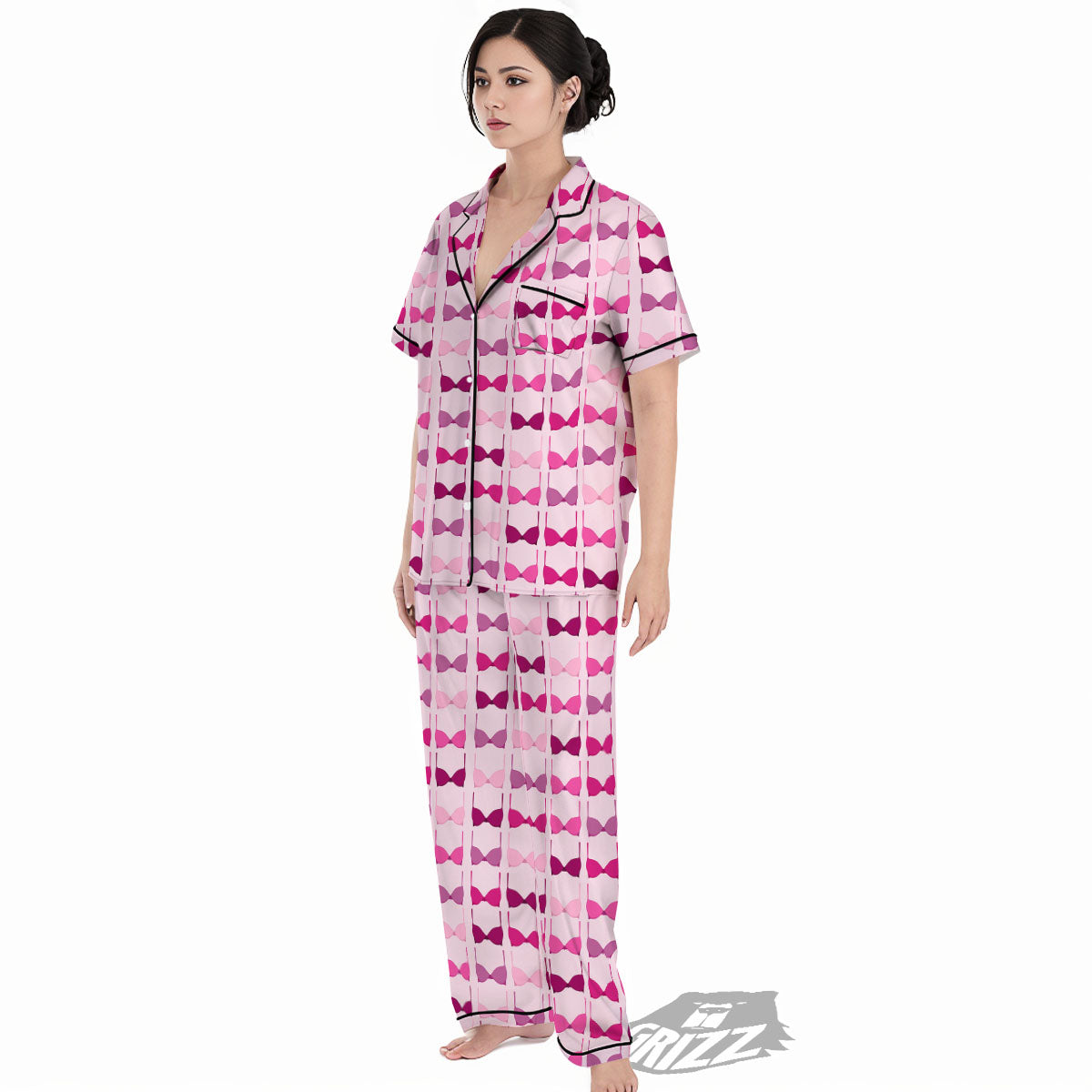 Breast Cancer Pink Bra Print Pattern Women's Pajamas Set-grizzshop