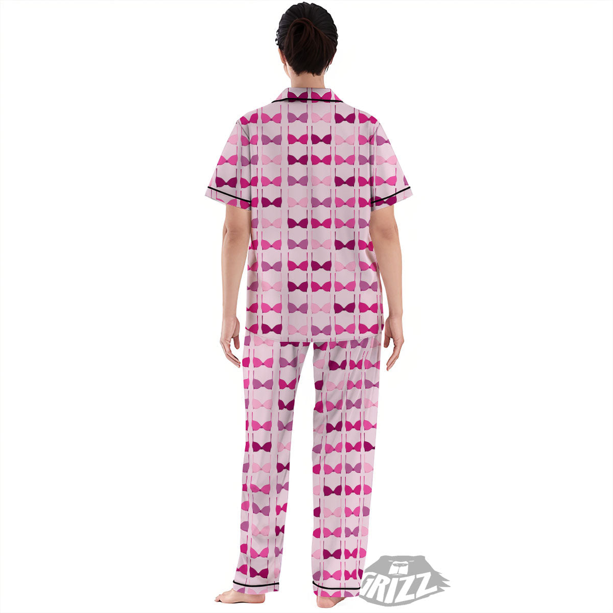 Breast Cancer Pink Bra Print Pattern Women's Pajamas Set-grizzshop