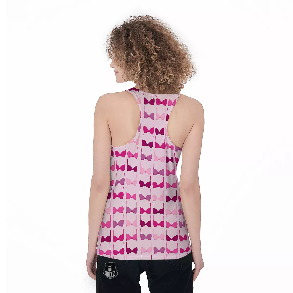 Breast Cancer Pink Bra Print Pattern Women's Racerback Tank Top-grizzshop