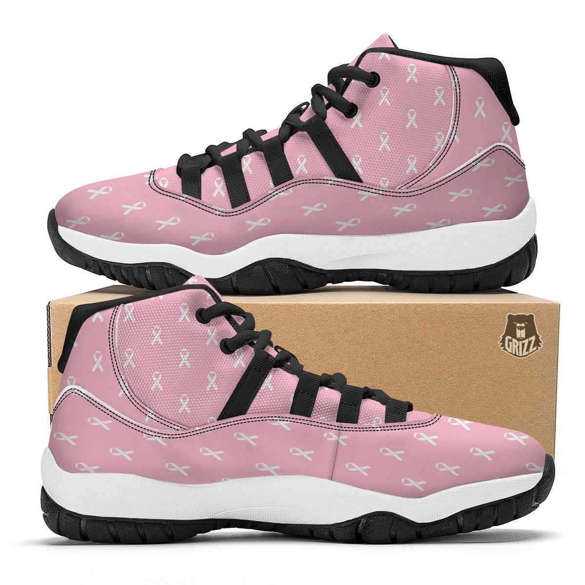 Breast Cancer Pink Pink Pattern Black Bball Shoes-grizzshop
