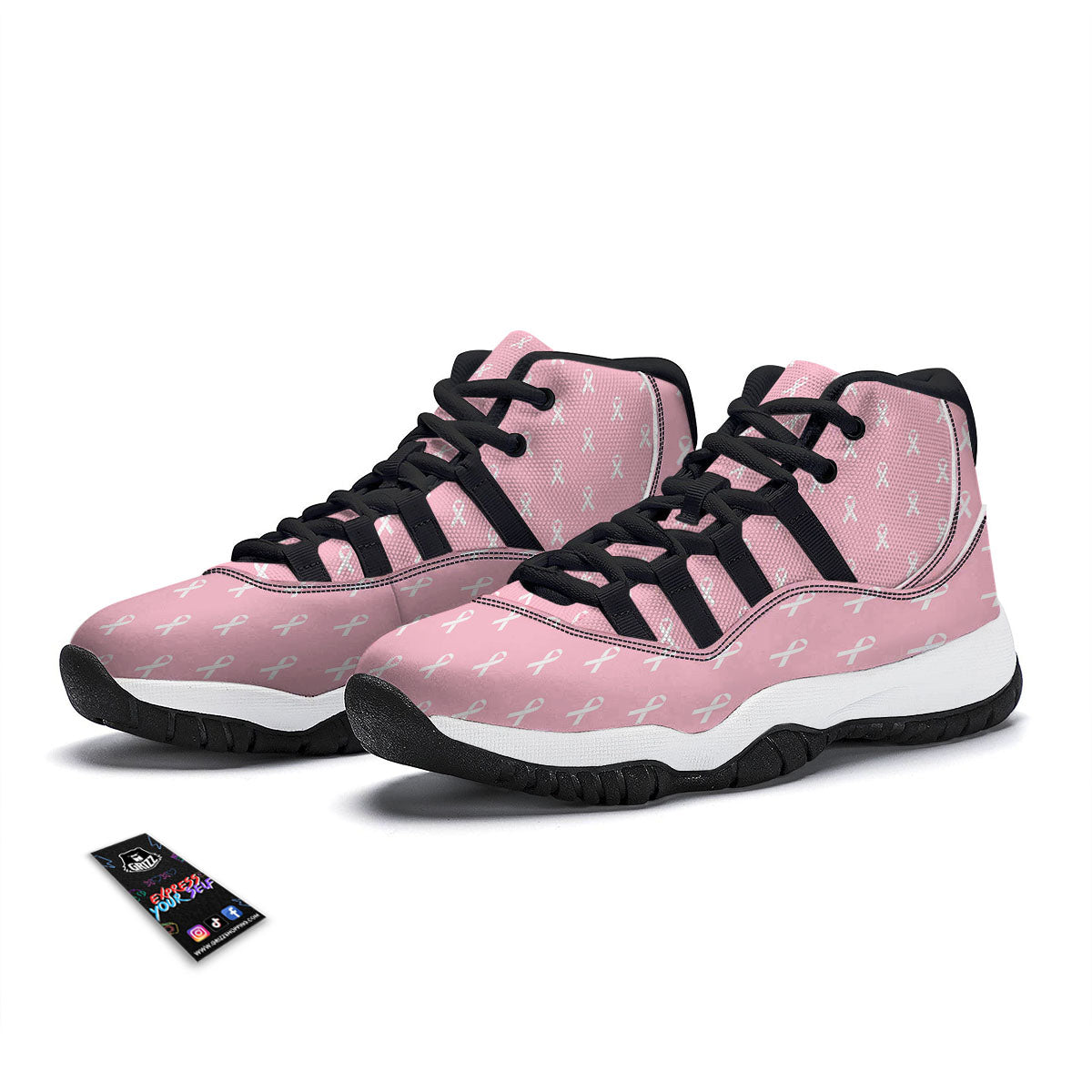 Breast Cancer Pink Pink Pattern Black Bball Shoes-grizzshop