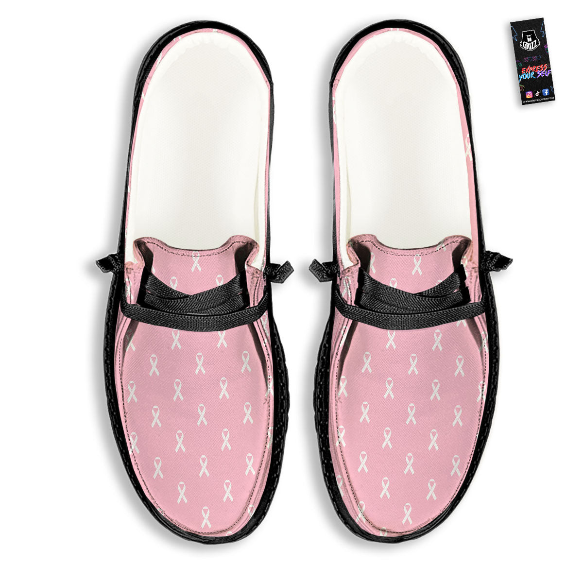 Breast Cancer Pink Pink Pattern Black Loafers-grizzshop