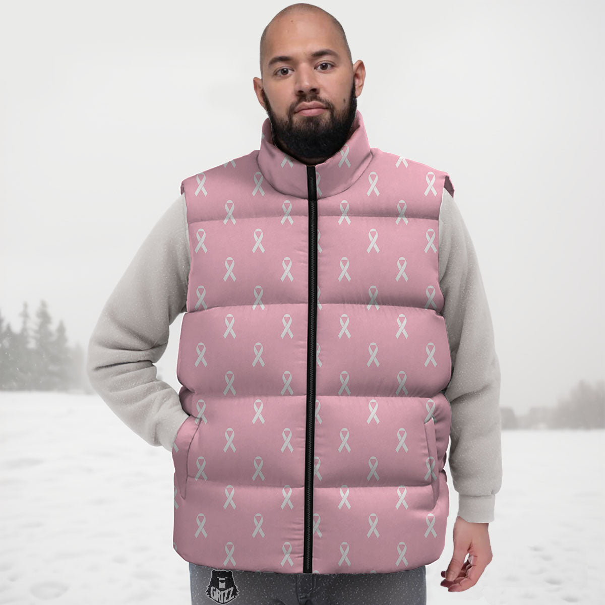 Breast Cancer Pink Pink Pattern Down Vest
