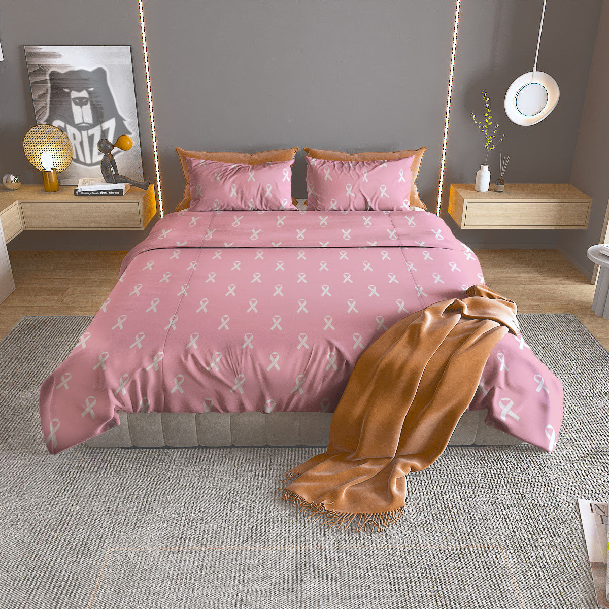 Breast Cancer Pink Pink Pattern Duvet Cover Bedding Set