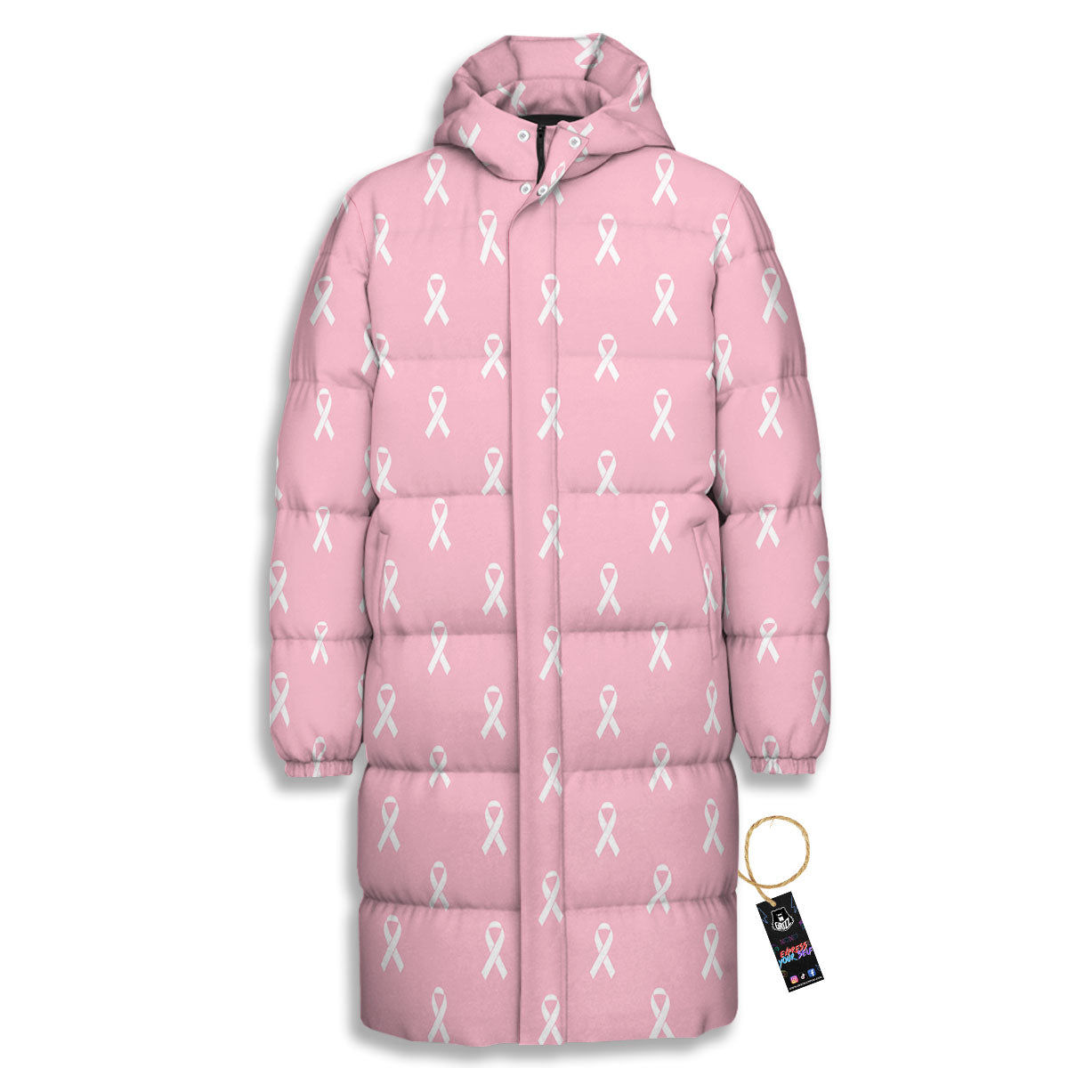 Breast Cancer Pink Pink Pattern Long Down Jacket-grizzshop