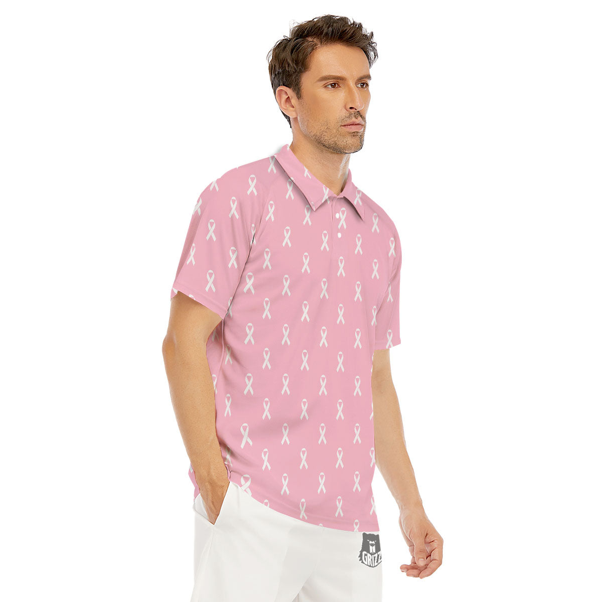 Breast Cancer Pink Pink Pattern Men's Golf Shirts-grizzshop