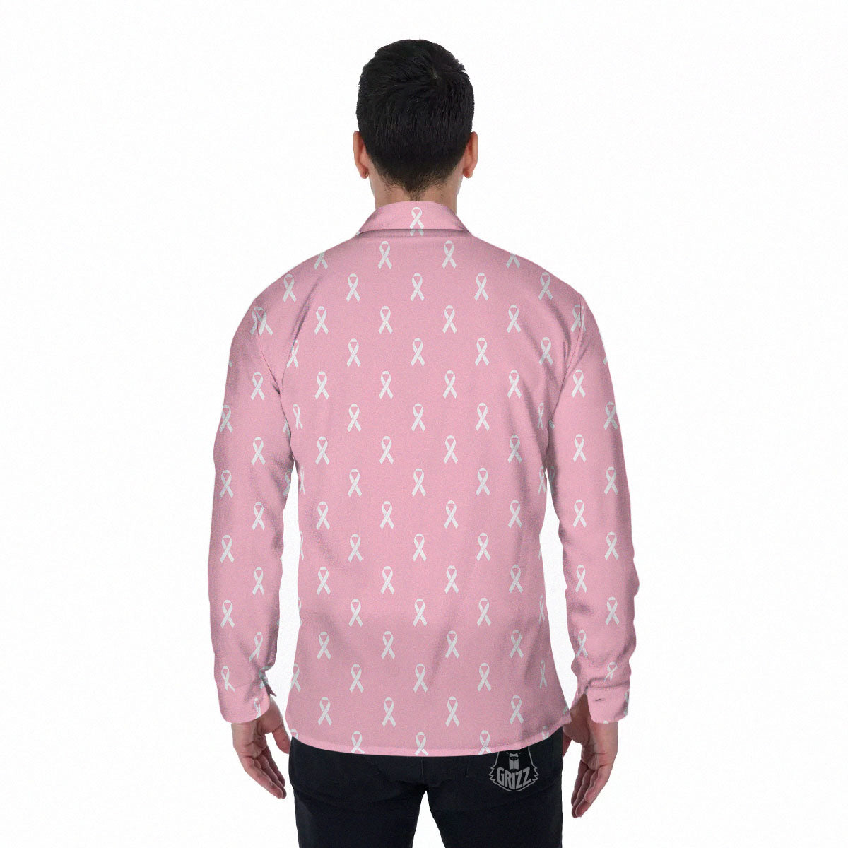 Breast Cancer Pink Pink Pattern Men's Long Sleeve Shirts-grizzshop