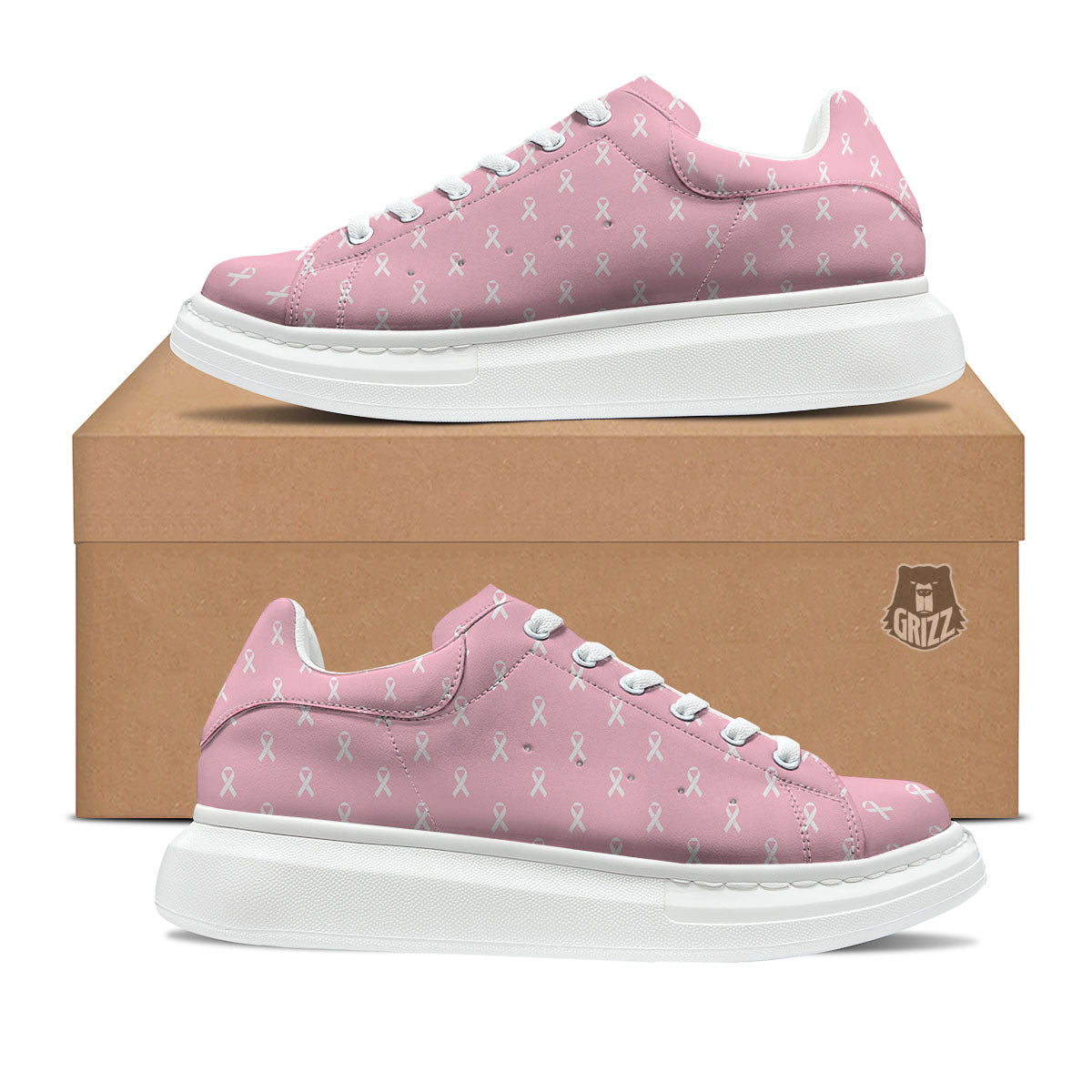 Breast Cancer Pink Pink Pattern Platform Shoes-grizzshop