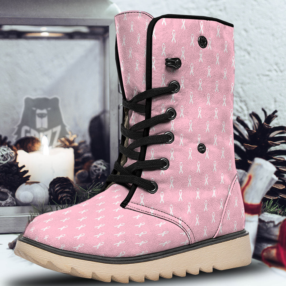 Breast Cancer Pink Pink Pattern Snow Boots-grizzshop