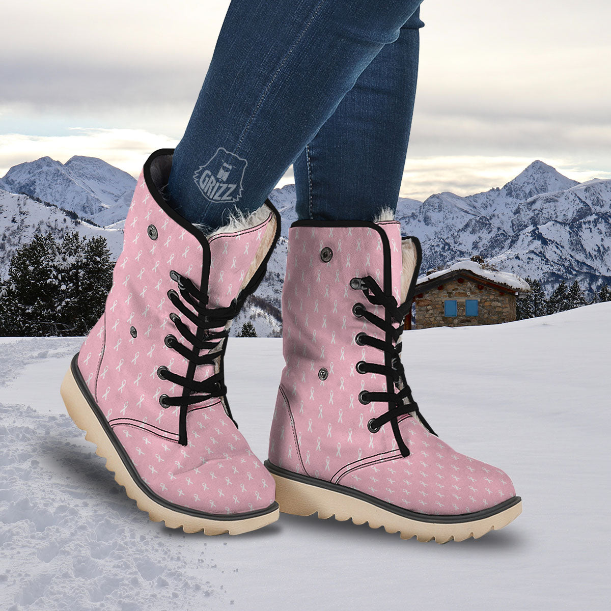 Breast Cancer Pink Pink Pattern Snow Boots-grizzshop