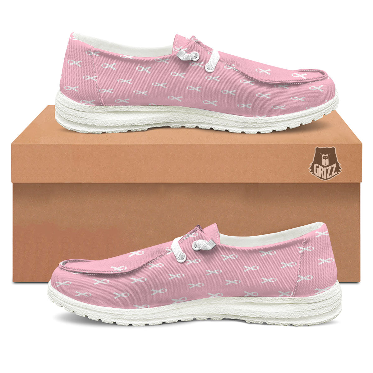 Breast Cancer Pink Pink Pattern White Loafers-grizzshop