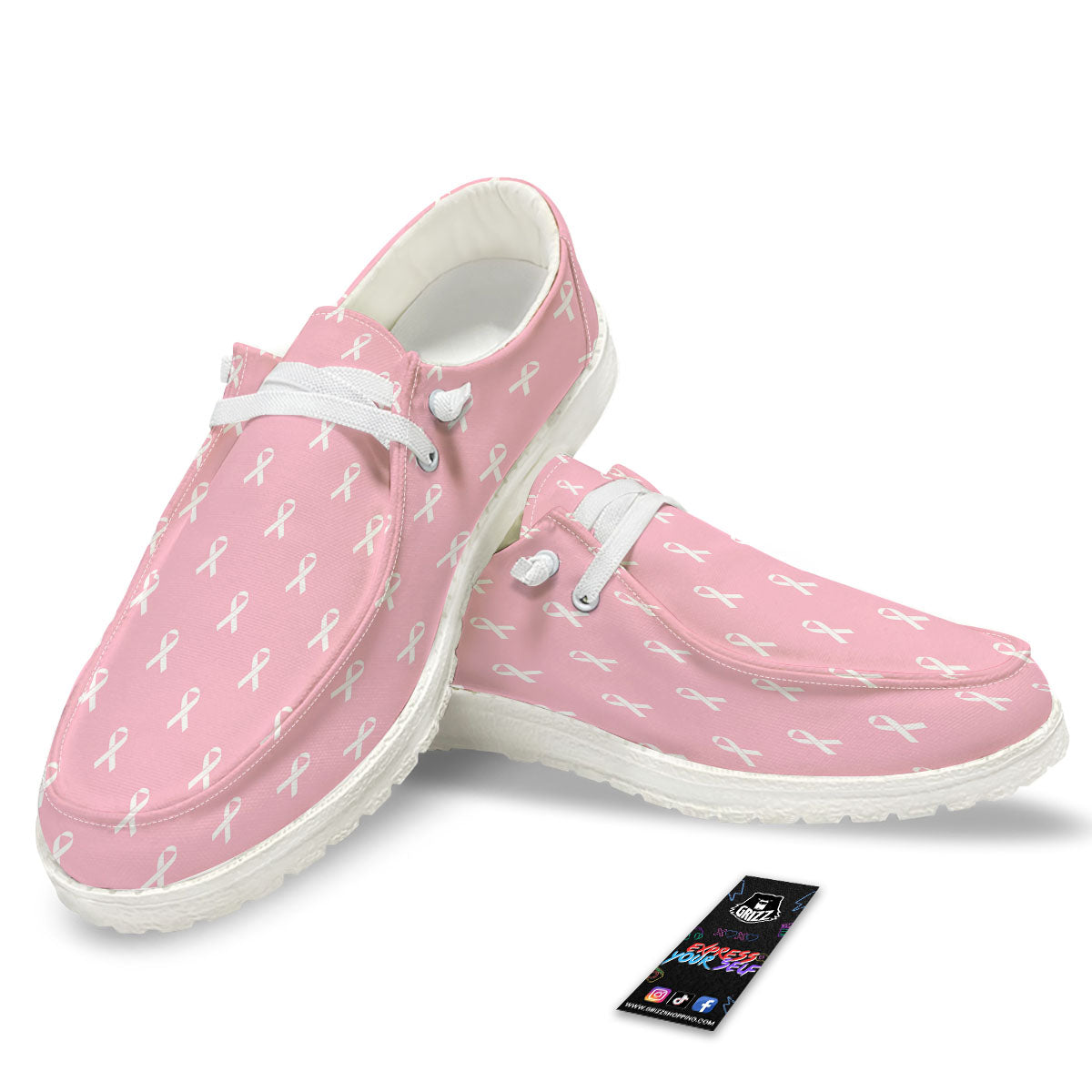 Breast Cancer Pink Pink Pattern White Loafers-grizzshop