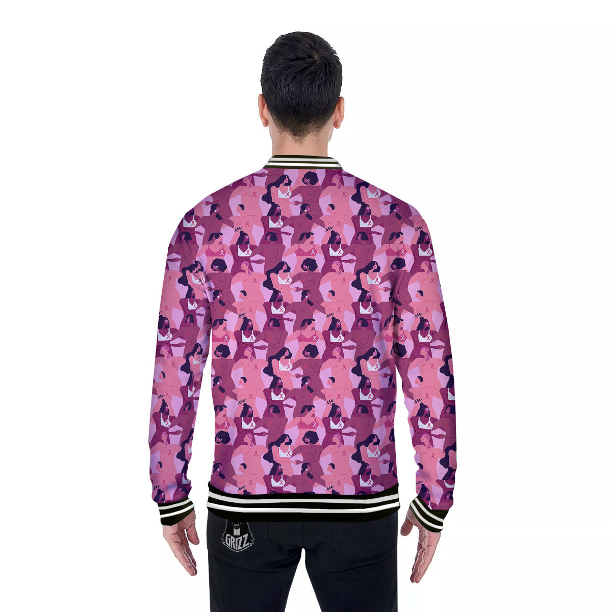Breast Cancer Pink Print Pattern Baseball Jacket-grizzshop