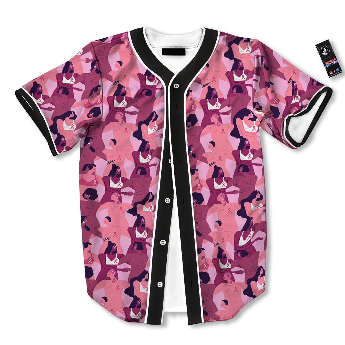 Breast Cancer Pink Print Pattern Baseball Jersey-grizzshop