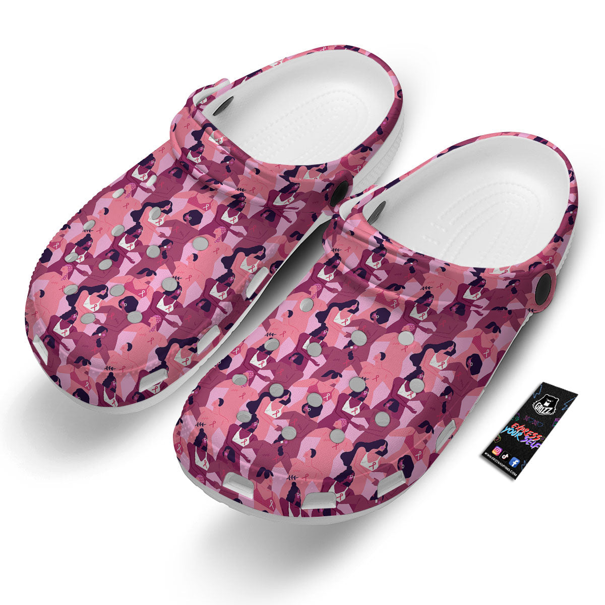 Breast Cancer Pink Print Pattern Clog-grizzshop