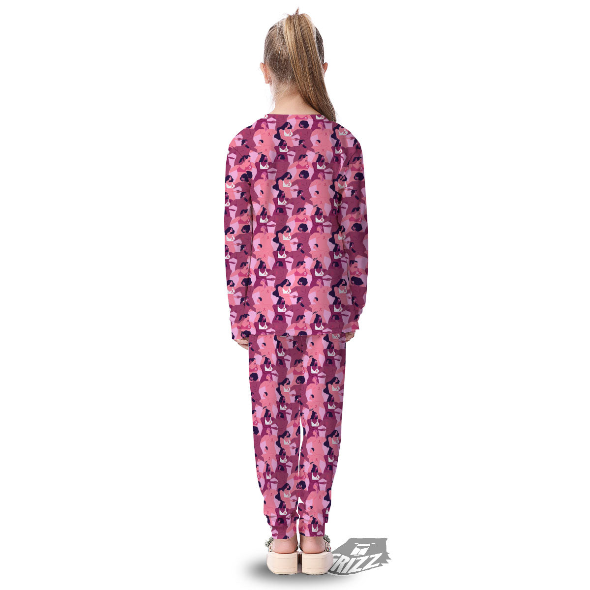 Breast Cancer Pink Print Pattern Kid's Pajamas-grizzshop