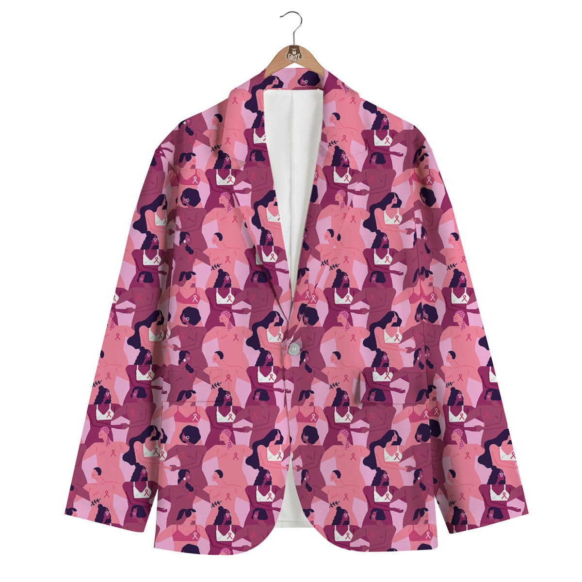Breast Cancer Pink Print Pattern Men's Blazer-grizzshop