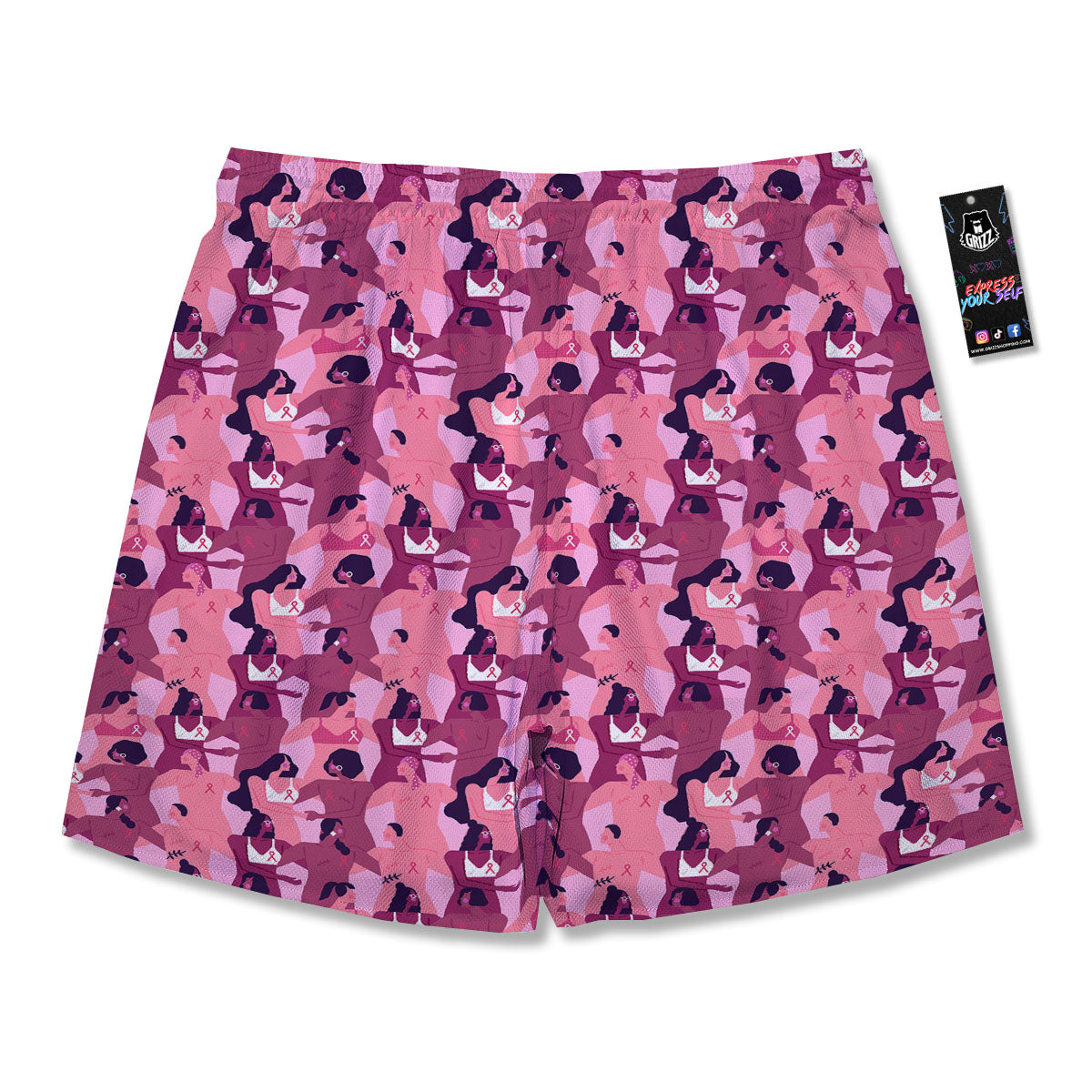 Breast Cancer Pink Print Pattern Men's Running Shorts-grizzshop