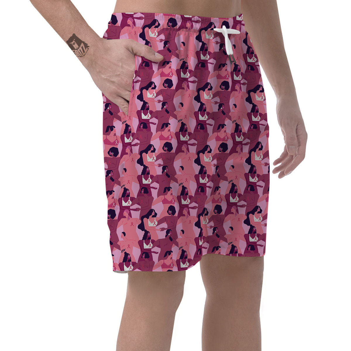 Breast Cancer Pink Print Pattern Men's Shorts-grizzshop