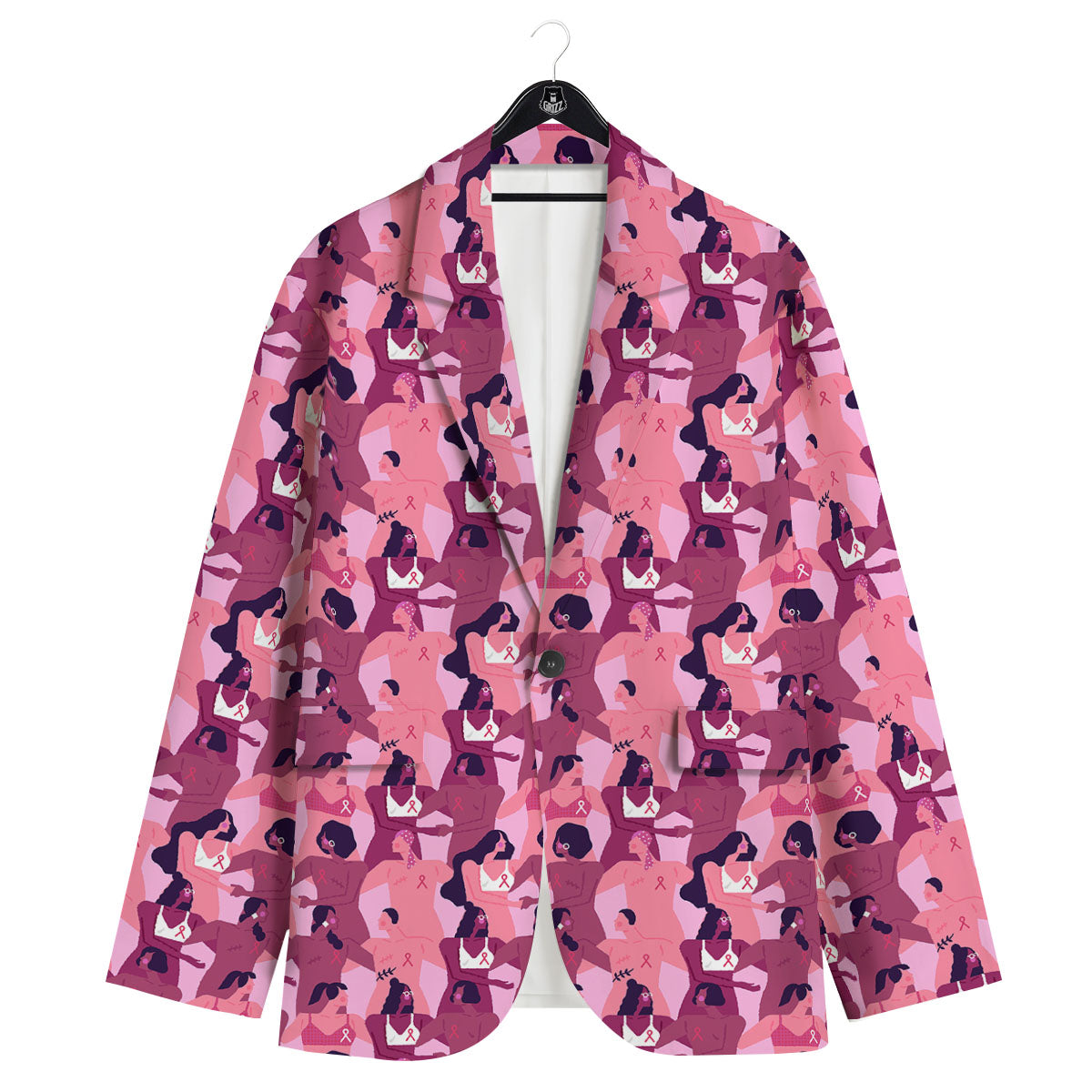 Breast Cancer Pink Print Pattern Men's Sport Coat-grizzshop