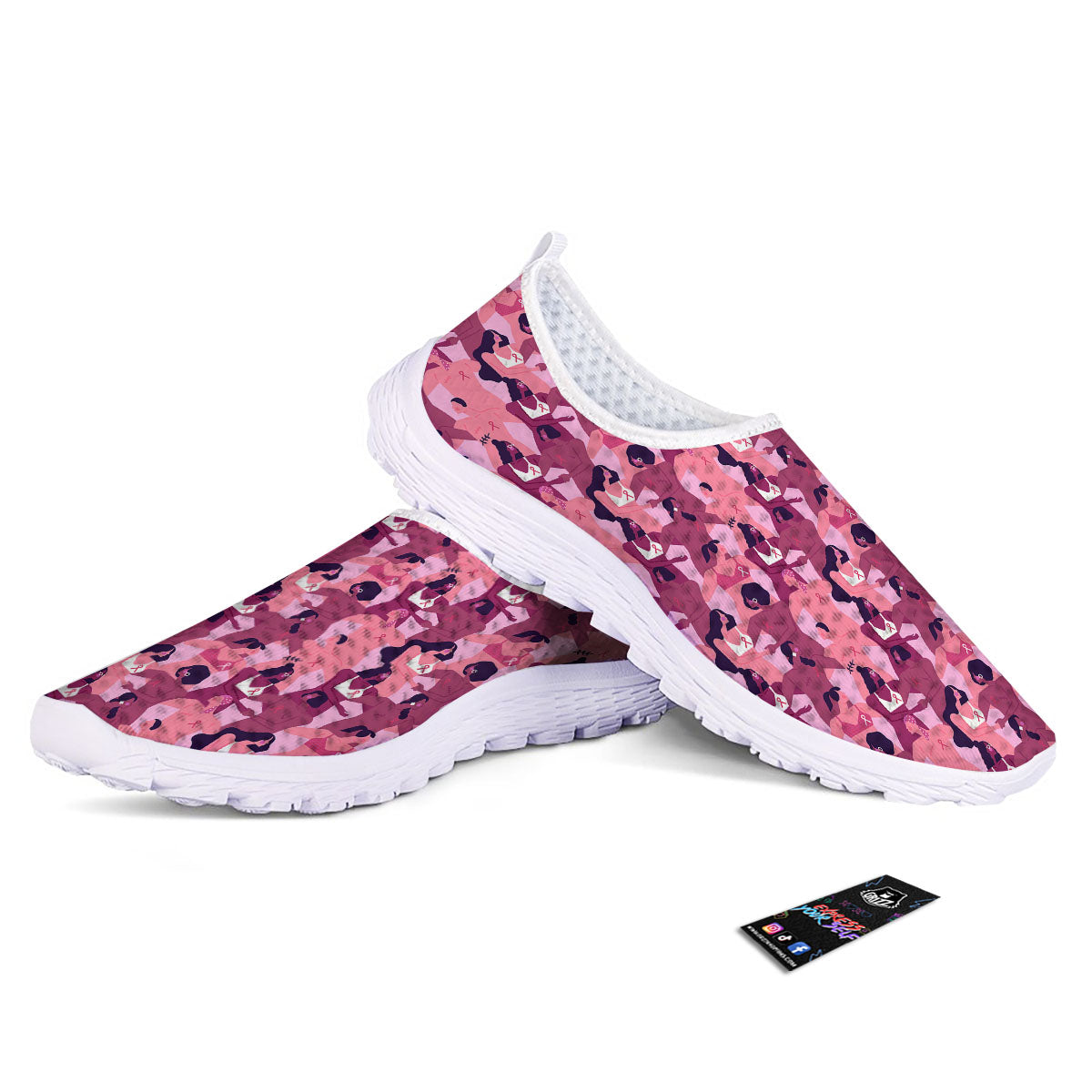 Breast Cancer Pink Print Pattern Nurse Shoes-grizzshop