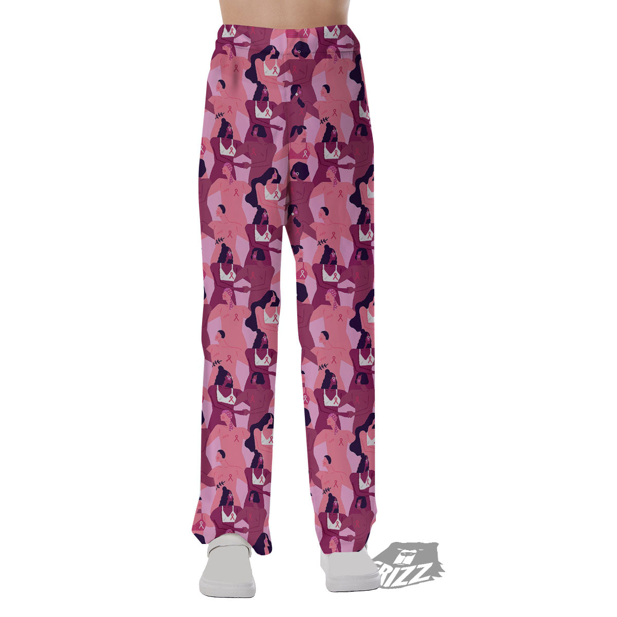 Breast Cancer Pink Print Pattern Pajama Pants-grizzshop