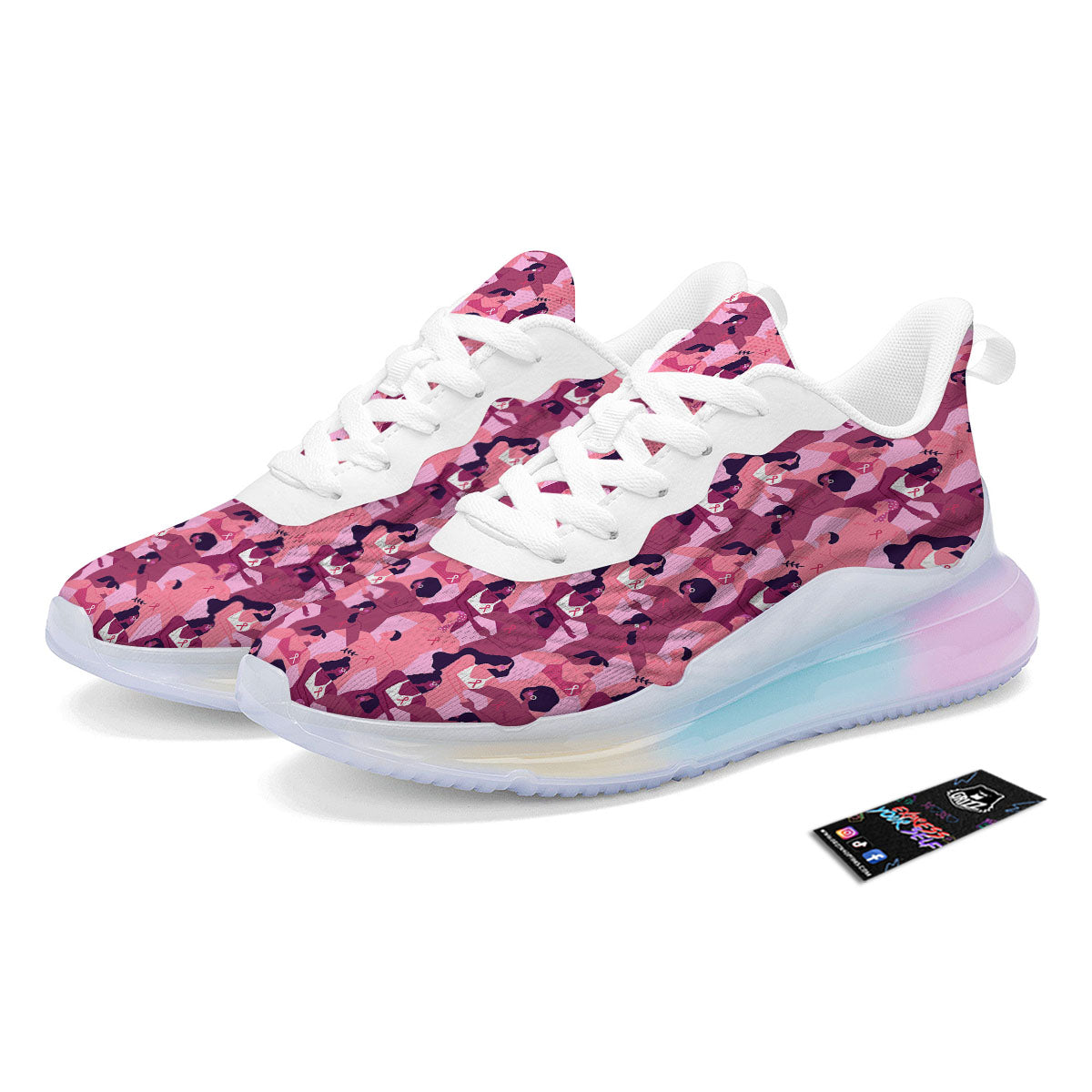 Breast Cancer Pink Print Pattern Running Sneakers-grizzshop