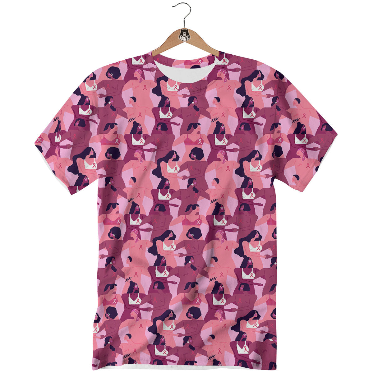 Breast Cancer Pink Print Pattern T-Shirt-grizzshop