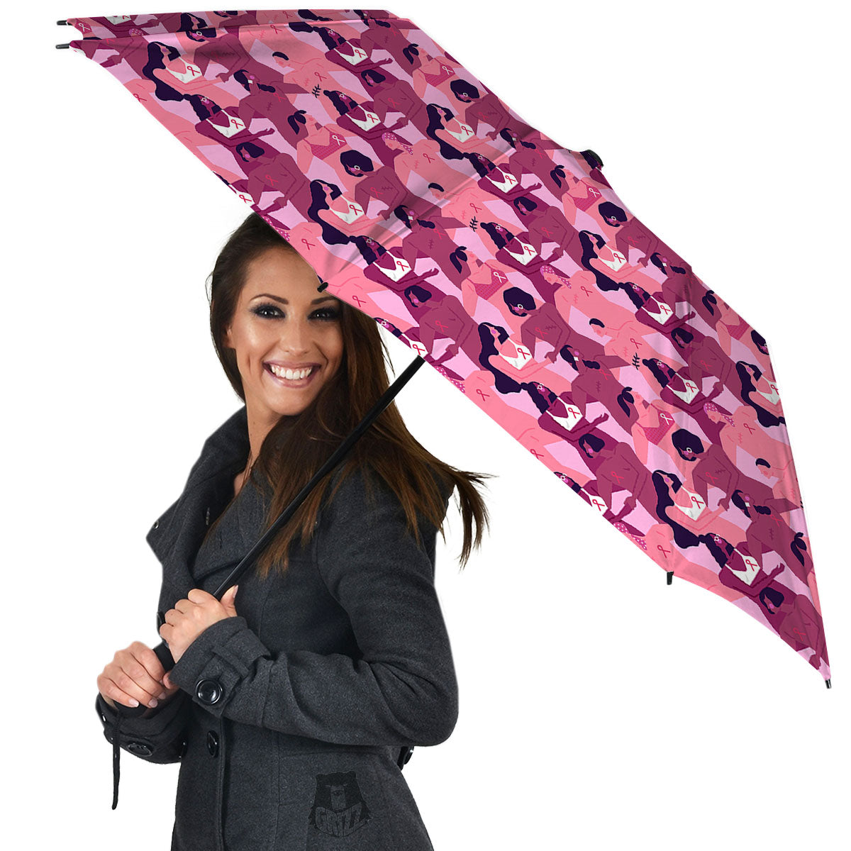 Breast Cancer Pink Print Pattern Umbrella-grizzshop