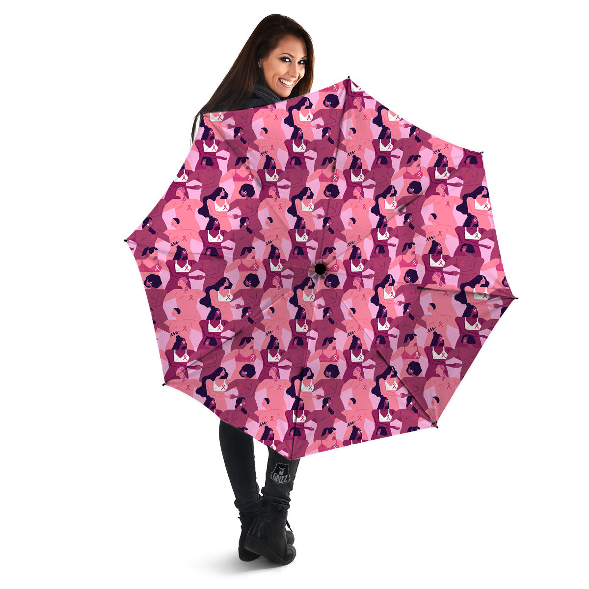 Breast Cancer Pink Print Pattern Umbrella-grizzshop