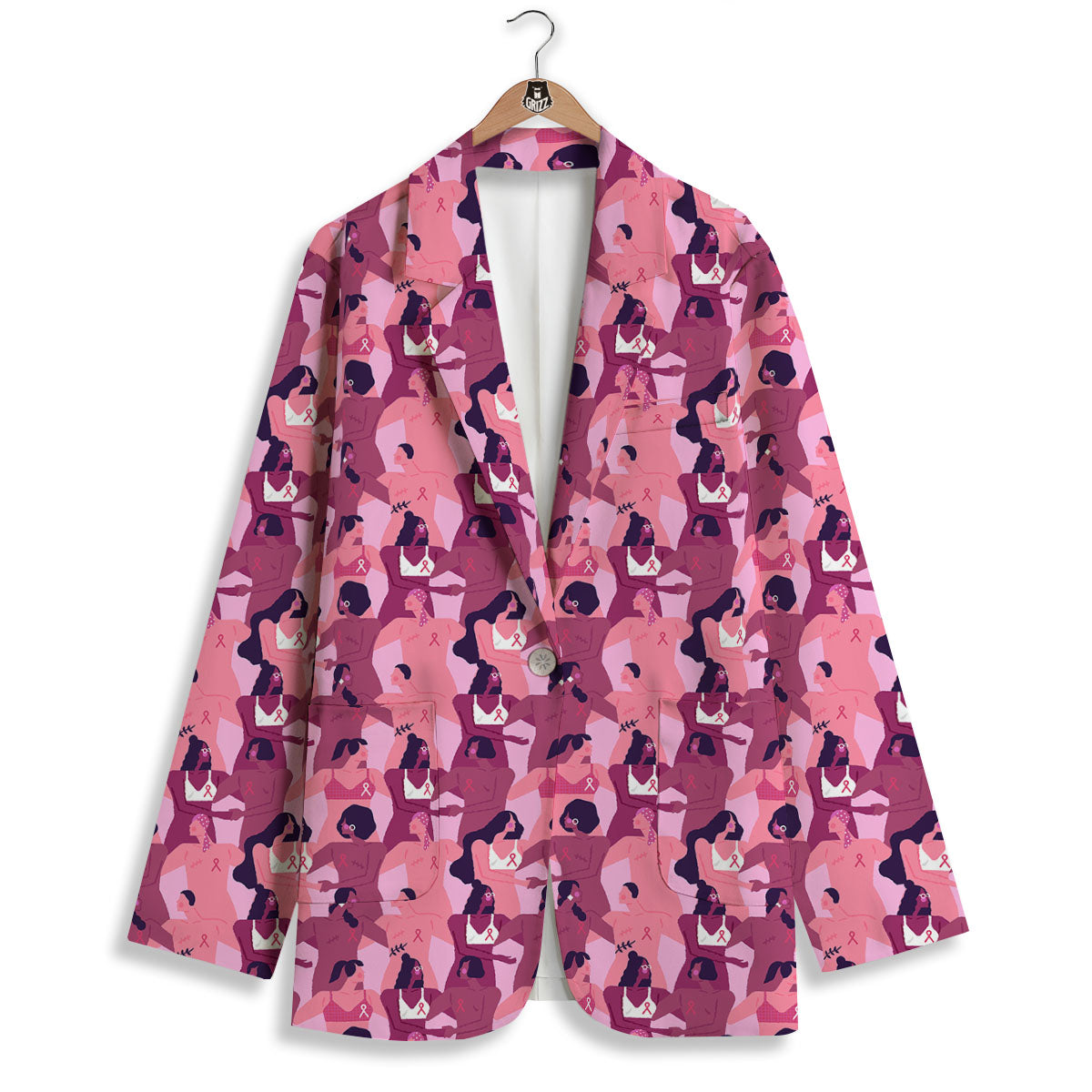 Breast Cancer Pink Print Pattern Women's Blazer-grizzshop