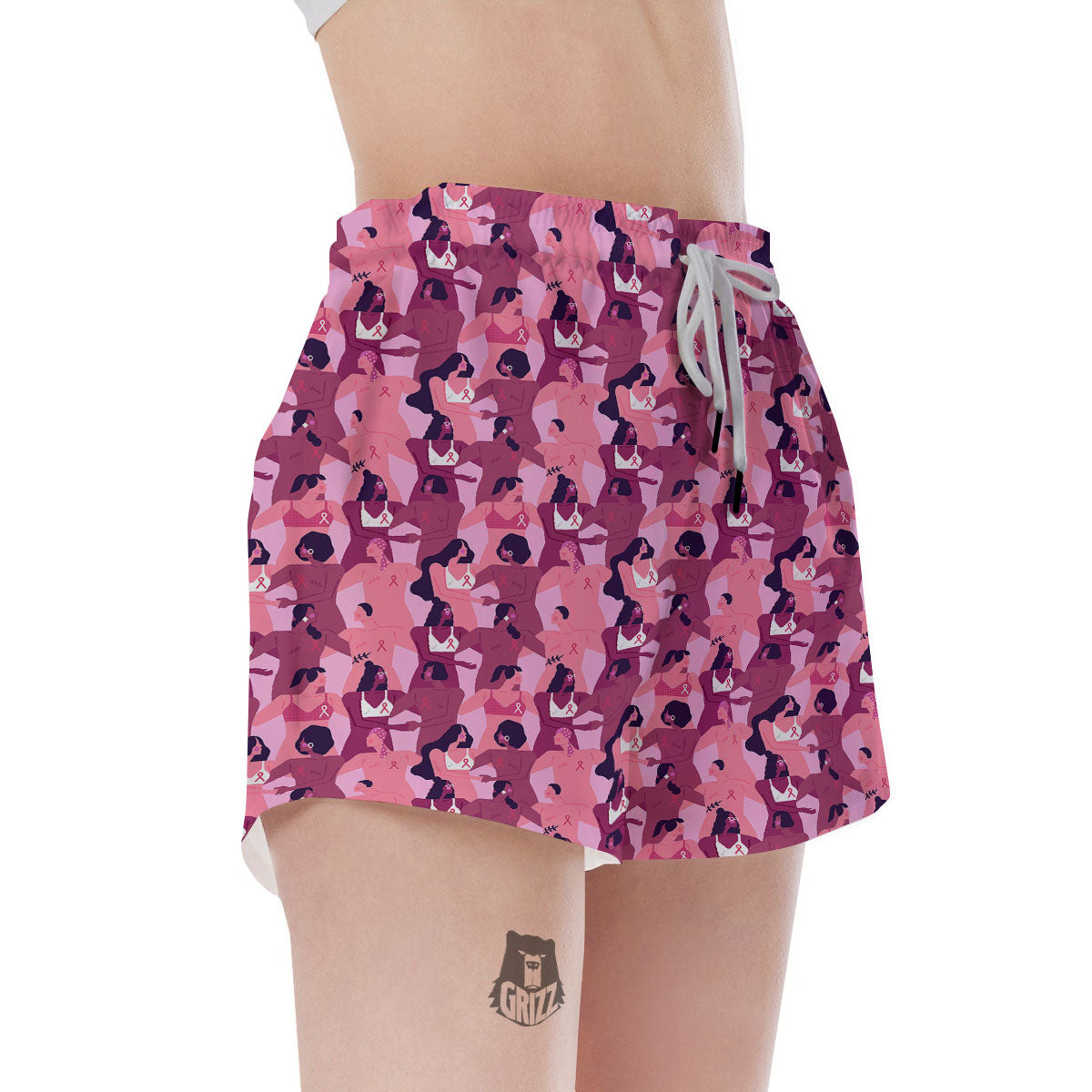 Breast Cancer Pink Print Pattern Women's Shorts-grizzshop