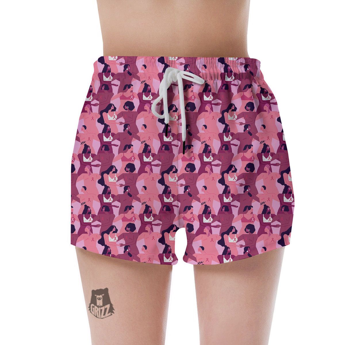 Breast Cancer Pink Print Pattern Women's Shorts-grizzshop