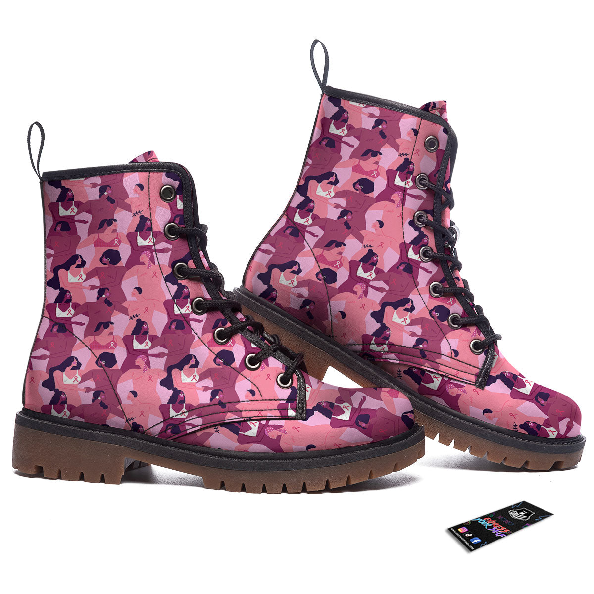 Breast Cancer Pink Print Pattern Work Boots-grizzshop